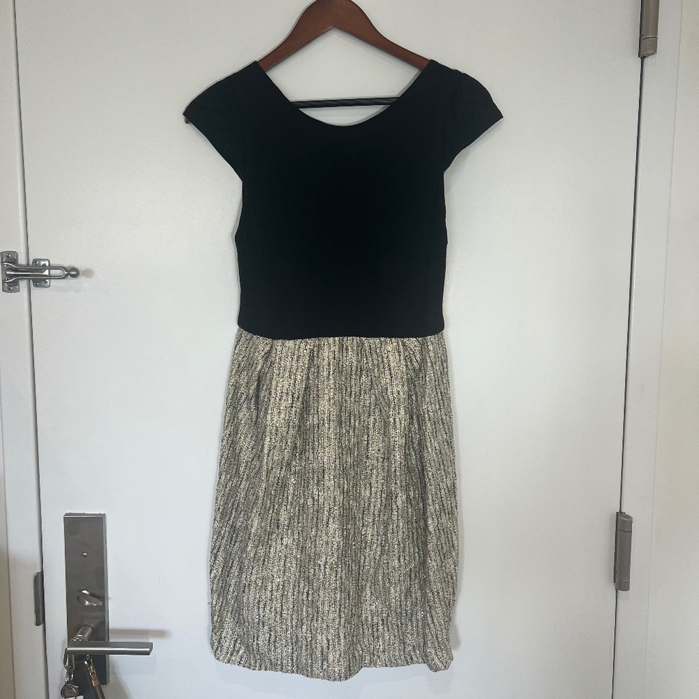 Alice + Olivia Dress - Andrea Black Combo Metallic Poof Tweed Skirt